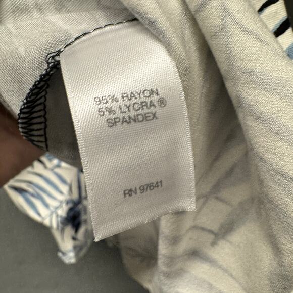 J Jill Dress Womens Small Blue Botanical Coastal Short Sleeve Pullover Stretch - Picture 5 of 7